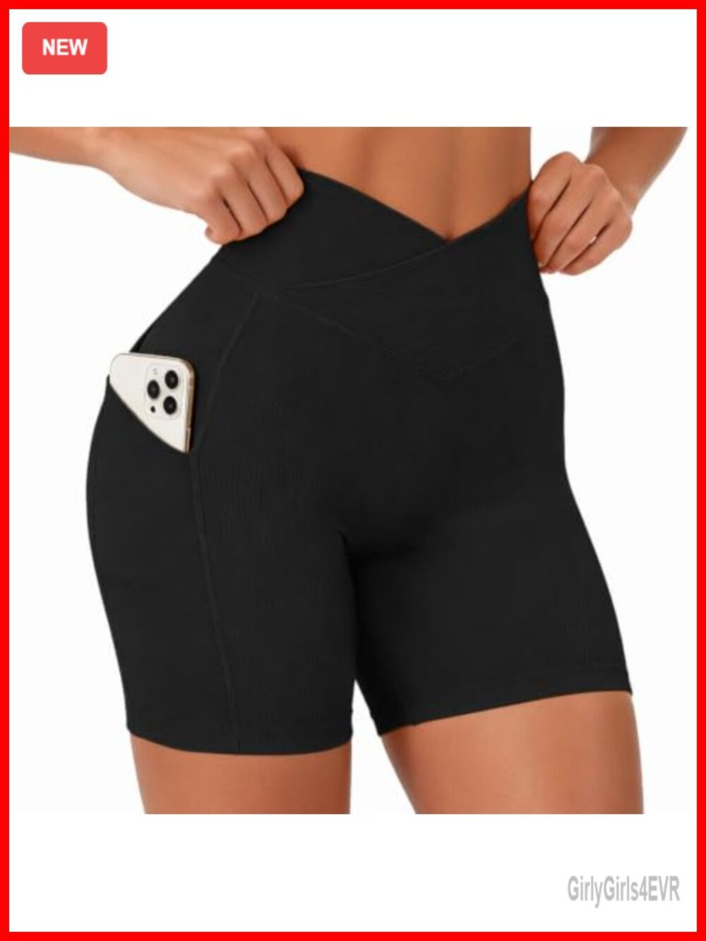 Seamless Booty Biker Shorts Cross High Waisted 5" Workout Shorts Pockets